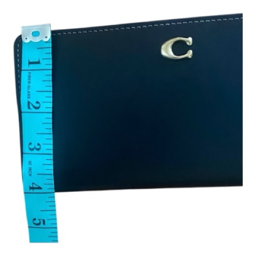NWT Coach Black Smooth Leather Slim Wallet Zip Snap Long Wallet Logo - Picture 9 of 10